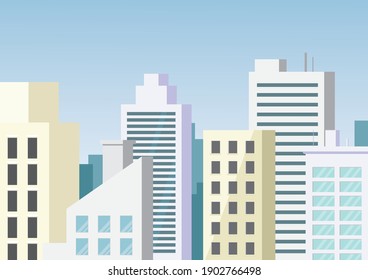 city building in flat illustration vector, urban cityscape design for background