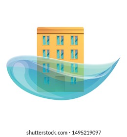 City building flood icon. Cartoon of city building flood vector icon for web design isolated on white background