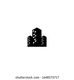 city building icon. flat, simple, black.