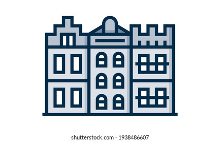 Icono de construcción de ciudad ilustración vectorial de estilo plano.