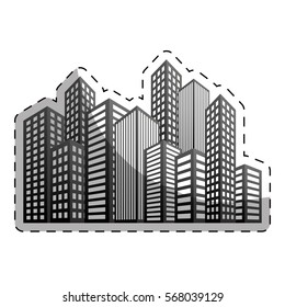 city building icon image line sticker vector illustration design 