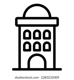 Vector de contorno de icono de construcción de ciudades. Ciudad de Polonia. Camino oscuro