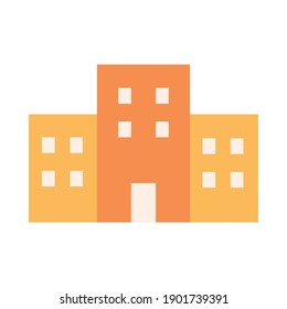 city building icon over white background, flat style, vector illustration