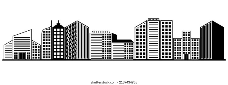 conjunto de iconos de construcción de ciudad, símbolo de signo de conjunto de vector de construcción de ciudad
