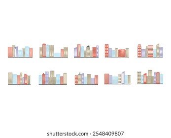 Illustrationselement-Set für Stadtgebäude