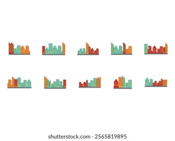 City Building Illustration Element Set