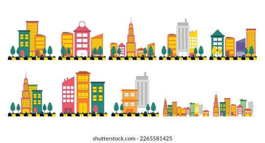 City Building Illustration Vector Set