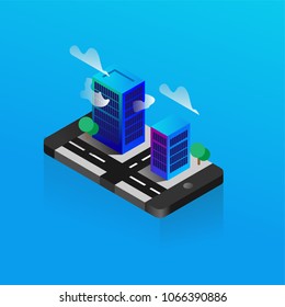 city building isometric, smart city