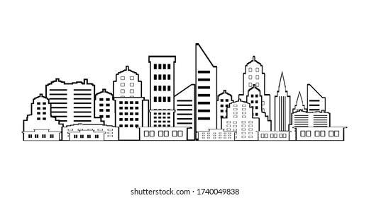 City Building Line art vector design illustration on white background