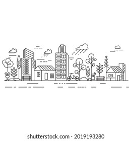 City Building Line art Vector icon design illustration Template