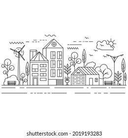 City Building Line art Vector icon design illustration Template