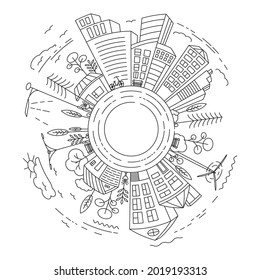 City Building Line art Vector icon design illustration Template