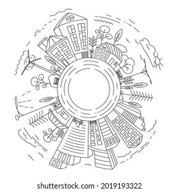 City Building Line art Vector icon design illustration Template