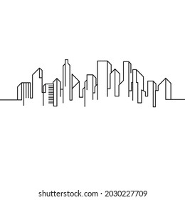 Plantilla de ilustración de icono de City Building Line Art Vector