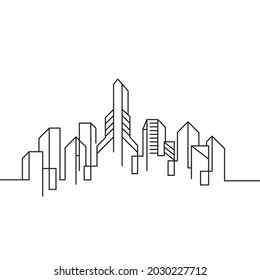 City Building Line art Vector icon design illustration Template