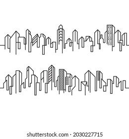 City Building Line art Vector icon design illustration Template