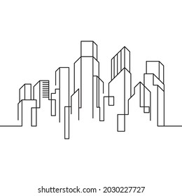 Plantilla de ilustración de icono de City Building Line Art Vector