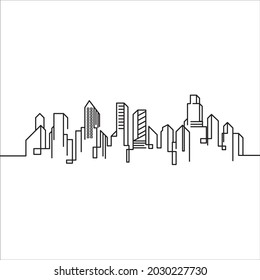 Kunst der City Building Line Vektorgrafik-Design-Vorlage