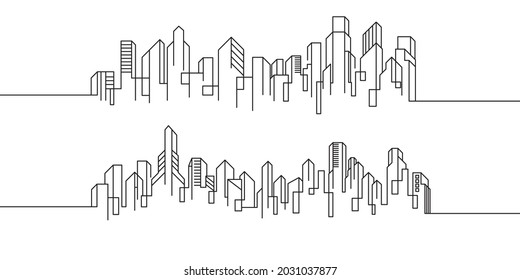 Plantilla de ilustración de icono de City Building Line Art Vector