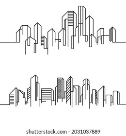 City Building Line art Vector icon design illustration Template
