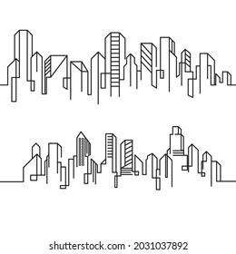 Plantilla de ilustración de icono de City Building Line Art Vector