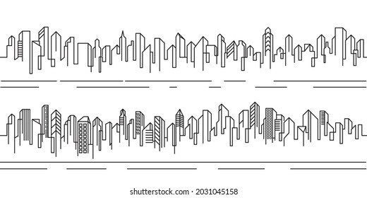 Plantilla de ilustración de icono de City Building Line Art Vector