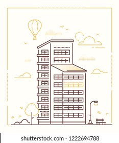 City building - line design style vector illustration