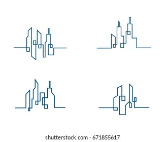 City Building Line Property Logo Template