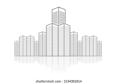 City Building Line Vector Illustration