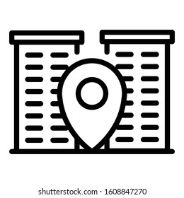 City building location icon. Outline city building location vector icon for web design isolated on white background