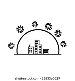 Icono de bloqueo de construcción de ciudades, icono de muchos virus