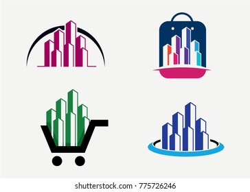 City Building Logo Set Template Design Vector, Emblem, Design Concept, Creative Symbol, Icon