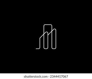 City building logo vector design template. Modern city landscape building symbol in line style.