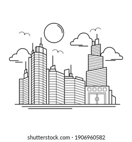 City Building Outline Design for Drawing Book Style six
