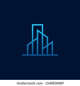 City Building Outline Logo Design Concept