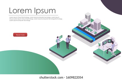 City building photo transfers and isometric design video editing
