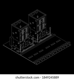 City building real estate concept. Wireframe low poly mesh vector illustration