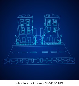 City building real estate concept. Wireframe low poly mesh vector illustration