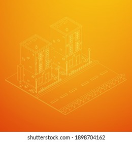 City Building Real Estate Concept. Wireframe Low Poly Mesh Vector Illustration