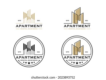 City building real estate logo, business apartment design template
