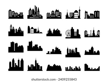 City Building Silhouette Element Icon