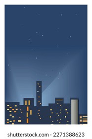 City building silhouette at night. Simple flat illustration.
