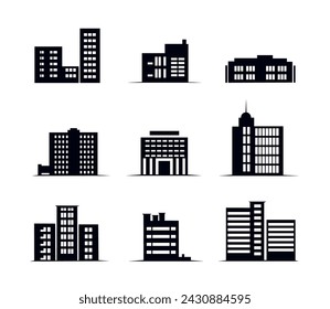 city Building silhouette set illustration