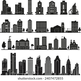 Stadtbau Silhouette Vektorgrafik
