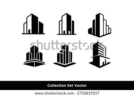 City Building Silhouette vector set, City Buildings Logo vector icon Bundle. real estate company logo