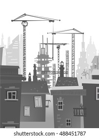 City, Building site with cranes. City background