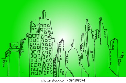city, building, sketch