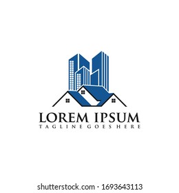 city building skyline house apartment vector logo design template