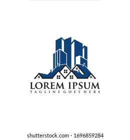 city building skyline house apartment vector logo design template