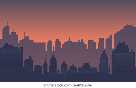 City building skyscraper in the morning with sunrise